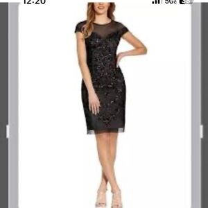 New Adrianna Papell Beaded Illusion Yoke Dress